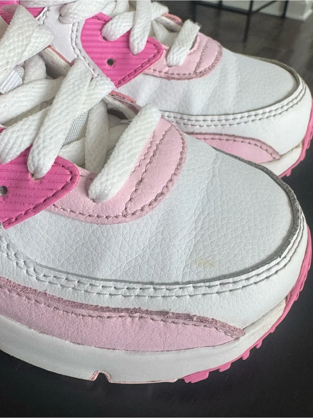 Nike Kids White and Pink Air-Style Sneakers